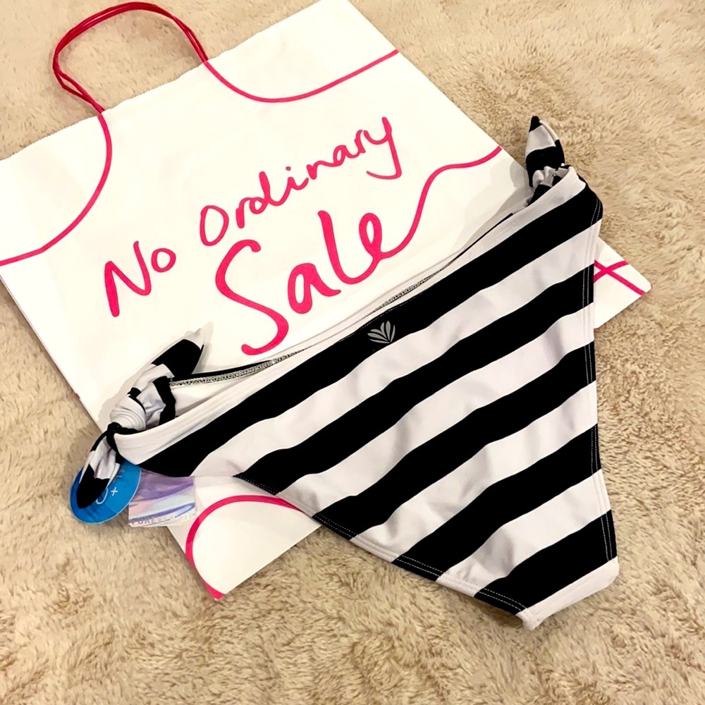 NEW FOREVER 21 Black & White Striped Bikini Bottom